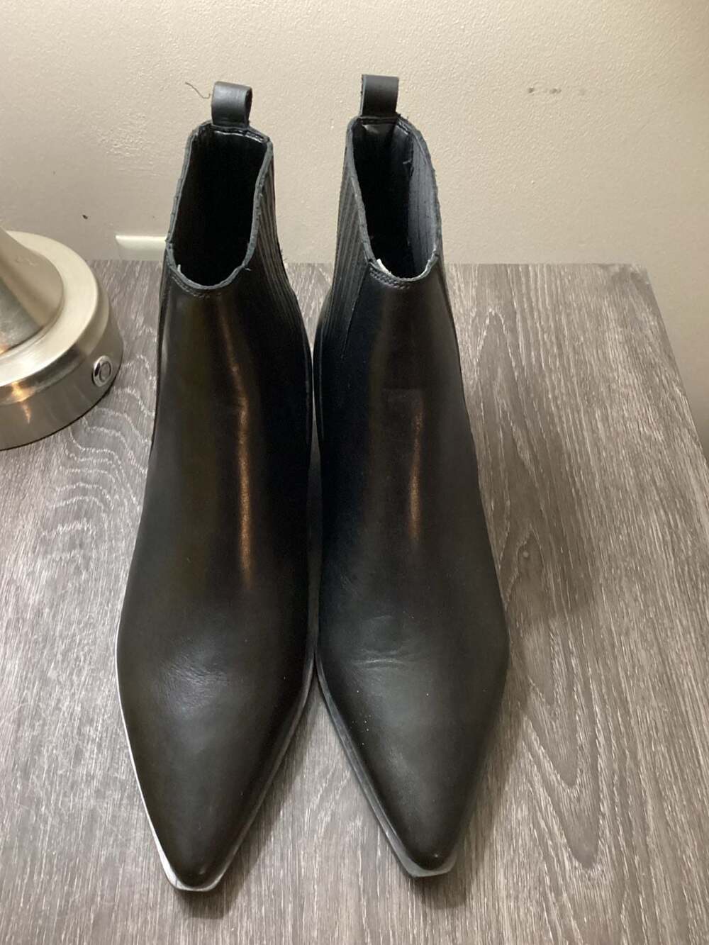Marc Fisher Black Leather Pointed Toe Ankle Booties